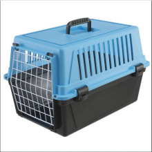 Portador de cão de estimação de plástico azul gato gaiola de viagem canil pequeno animal portátil gaiola